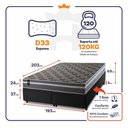 Ver imagem 2 de Conjunto Box Baú Super King Miami Preto 193x203x69 Espuma D33