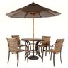 Combo 4 Cadeiras Ascoli Fibra Sintética Cappuccino Mesa Tampo Ripado E Ombrelone Central Marrom - 1
