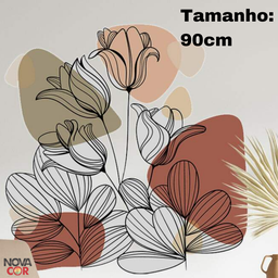Adesivo de Parede Flor Contemporâneo Flores Tons Terrosos - 2