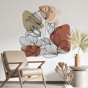 Adesivo de Parede Flor Contemporâneo Flores Tons Terrosos