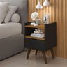 Mesa de Cabeceira para Quarto com Nicho Decorativo:preto/freijo - 1