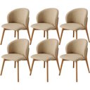 Ver imagem 1 de Kit 06 Cadeiras de Jantar e Estar Living Estofada Mia L02 Linho Bege Escuro - Lyam Decor