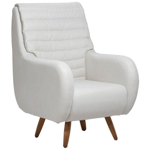 Poltrona de Amamentação Fixa Pés Manu Sky D02 Linho Branco C-419 - Lyam Decor