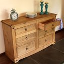 Ver imagem 4 de Cômoda de Madeira Maciça com 6 Gavetas Marrom Antique