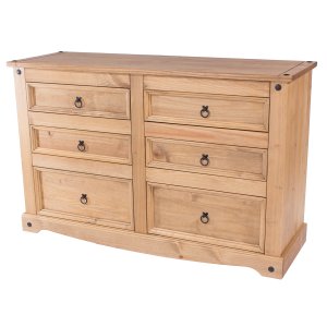 Cômoda de Madeira Maciça com 6 Gavetas Marrom Antique