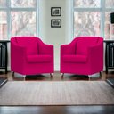 Ver imagem 2 de Kit 2 Poltronas Decorativa Para Sala Manicure Recepção Mila Corino Pink Pés de Plástico Cromado