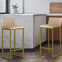 Ver imagem 3 de Banqueta Alta Luxo Dani com Encosto - Base Metal Dourado:bege