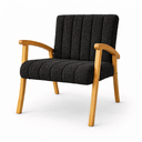Ver imagem 4 de Conjunto 2 Poltronas Haley Tecido Boucle Estrutura Madeira Maciça para Recepção Sala de Estar:preto