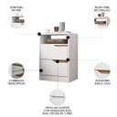 Ver imagem 3 de Mesa de Cabeceira 2 Gavetas Sole Flex Branco/freijó - Albatroz