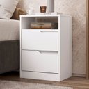 Ver imagem 7 de Mesa de Cabeceira 2 Gavetas Sole Flex Branco/freijó - Albatroz