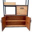 Ver imagem 3 de Estante Industrial Ferro e Madeira com Prateleiras, Nichos, Bandeja e Portas