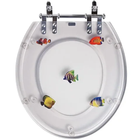 Assento Sanitario Poliester Decorado Peixe Ravena para vaso Deca