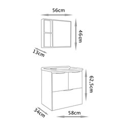 Conjunto para Banheiro Luiza Suspenso 58cm - Fabribam Gabinetes - 7