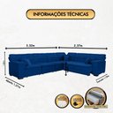Ver imagem 2 de Sofá Magno 3.32x2.37m de Canto, Retrátil e Reclinável - Azul