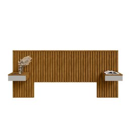 Cabeceira Ripada Casal Queen com 2 Gavetas Naturalle Off White Columbia Bechara - 2