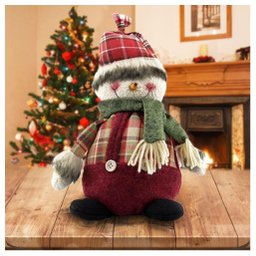 Boneco Natal Decorativo Boneco de Neve Tecido Xadrez 22cm - 1