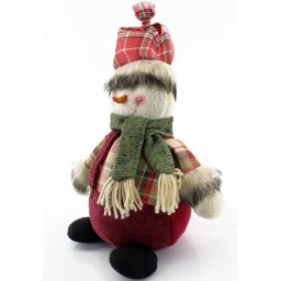 Boneco Natal Decorativo Boneco de Neve Tecido Xadrez 22cm - 3