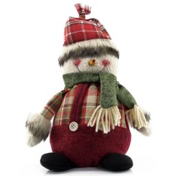 Boneco Natal Decorativo Boneco de Neve Tecido Xadrez 22cm - 4