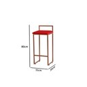 Ver imagem 2 de Banqueta Alta Decorativa Pietra em Suede com Armação Dourada - Vermelho