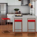 Ver imagem 3 de Banqueta Alta Decorativa Pietra em Suede com Armação Dourada - Vermelho