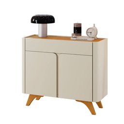 Buffet Aros 2 Portas Pés Madeira Maciça Mavaular Naturalle/off White - 6