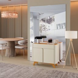 Buffet Aros 2 Portas Pés Madeira Maciça Mavaular Naturalle/off White - 2