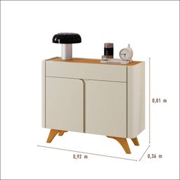Buffet Aros 2 Portas Pés Madeira Maciça Mavaular Naturalle/off White - 5