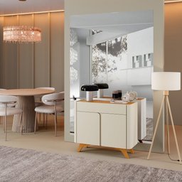 Buffet Aros 2 Portas Pés Madeira Maciça Mavaular Naturalle/off White - 8