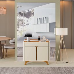 Buffet Aros 2 Portas Pés Madeira Maciça Mavaular Naturalle/off White - 7
