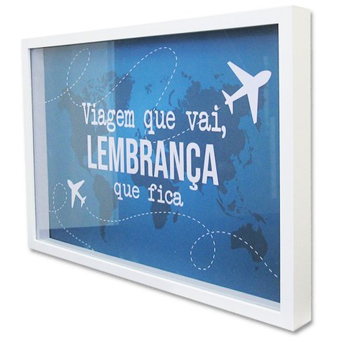 Quadro Cofre Porta Objetos Viagens TaColado Moldura Branca