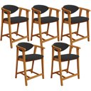 Ver imagem 1 de Kit 05 Banquetas Baixa para Cozinha Sala Jantar Bancada Cecília L02 Bouclê Preto - Lyam Decor