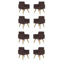 Ver imagem 1 de Kit 8 Cadeiras Poltronas Decorativas Escritório Recepção Cor:Marrom