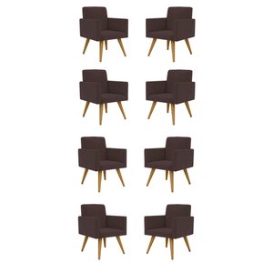 Kit 8 Cadeiras Poltronas Decorativas Escritório Recepção Cor:Marrom