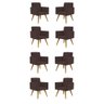 Kit 8 Cadeiras Poltronas Decorativas Escritório Recepção Cor:Marrom - 1