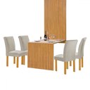 Ver imagem 2 de Mesa de Jantar 4 Lugares Bella Canela com Vidro Ripado Cinamomo/off White/bege Claro - Cel Móveis