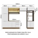 Ver imagem 4 de Armário de Cozinha Completa 330cm Rustic/Branco Stella Madesa 03