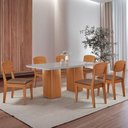 Ver imagem 1 de Mesa de Jantar Eloise 180cm Tampo Mdf 6 Cadeiras Moderna Tork /nat/off/serig. Off