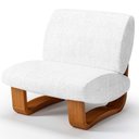 Ver imagem 6 de Poltrona Lusso Estofada Design Moderno Estrutura Madeira Cor Champagne Tecido Boucle