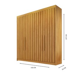 Guarda Roupa 4 Portas Potente com Espelho 100% Mdf Peroba - Móveis Europa - 5