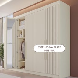 Guarda Roupa 4 Portas Potente com Espelho 100% Mdf Peroba - Móveis Europa - 4