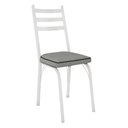 Ver imagem 4 de Kit 4 Cadeiras de Cozinha Luisiana Estampado Platina Pés de Ferro Branco - Pallazio
