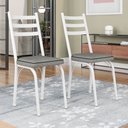 Ver imagem 2 de Kit 4 Cadeiras de Cozinha Luisiana Estampado Platina Pés de Ferro Branco - Pallazio