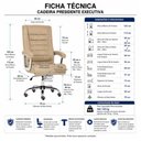Ver mais imagens de Poltrona Presidente Luxo c/ Mola Ensacada – Cor Fendi - 30061