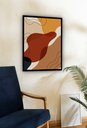 Ver imagem 1 de Quadro Decorativo Abstrato Formas Marrom Tons - 70x50cm:moldura Branca