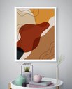 Ver imagem 2 de Quadro Decorativo Abstrato Formas Marrom Tons - 70x50cm:moldura Branca
