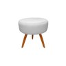 Kit Namoradeira + 2 Poltronas Decorativa Nina Capitonê + Puff Redondo Couro Branco Pés Madeira Mz De - 5