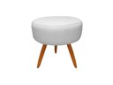 Ver imagem 5 de Kit Namoradeira + 2 Poltronas Decorativa Nina Capitonê + Puff Redondo Couro Branco Pés Madeira Mz De