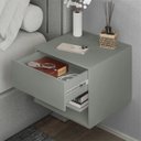 Ver imagem 3 de Mesa de Cabeceira Suspensa Fixa na Parede 1 Gaveta Corrediça Telescópica 1 Nicho - Lh Móveis