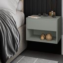 Ver imagem 2 de Mesa de Cabeceira Suspensa Fixa na Parede 1 Gaveta Corrediça Telescópica 1 Nicho - Lh Móveis