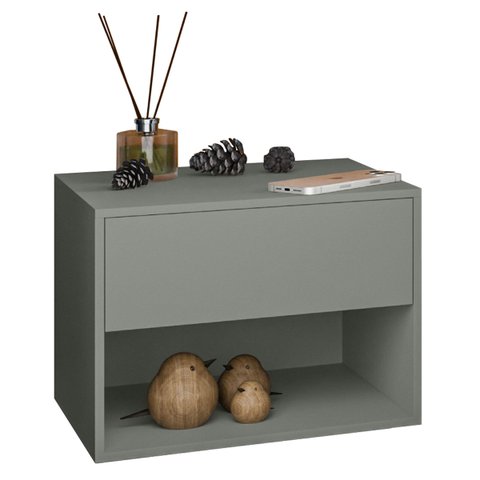 Mesa de Cabeceira Suspensa Fixa na Parede 1 Gaveta Corrediça Telescópica 1 Nicho - Lh Móveis